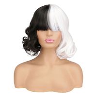 Peluca negra y blanca Cruella de Vil disfraz Halloween