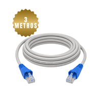 Cable De Red Internet Ethernet Conectores Rj45 Cat-5E de 3 Metros Gris