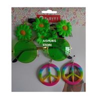Set x 3 accesorios disfraz hippie retro de los años 70 Halloween verde