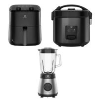 Combo Electrolux: Freidora de Aire 7L 1700W Efficient EAF70 + Olla Arrocera 3,5L ERC30+Licuadora 700w Tecnologia TruFlow EBS30