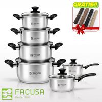 Juego De Ollas Acero Inox. 12pzs Con Tapa De Vidrio Templado + Regalo