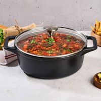 Olla Horno Holandes de Hierro Fundido Esmaltado con Tapa de Vidrio 3.8 L | 4 QT - MEGA IMPORT