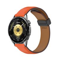 Correa de Cuero Para Huawei Watch GT6 46mm Broche Magnético Naranja