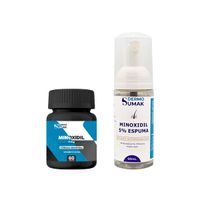 MINOXIDIL 5MG PREMIUN 60 CÁPSULAS DERMOSUMAK + MINOXIDIL 5% ESPUMA 60ML DERMO SUMAK