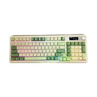 Teclado Gamer Aula S99 Pro Inalámbrico Inglés Green Light Cream