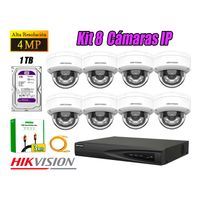 Kit 8 Cámara Seguridad Hikvision IP POE 4MP Domo Audio Antivandálico Disco 1TB