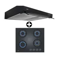 COMBO Sole: Cocina Empotrable Solco049V2 4 hornillas + Campana Extractora 60cm Nyx Acero Inoxidable