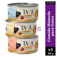 Pack x3 Alimento Húmedo para Gatos Tama Gourmet Variados 85g