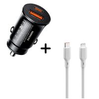 Combo Cargador Auto Remax RCC358 30W + Cable Solohour CL101 Lightning 65W Blanco
