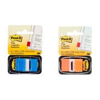 Banderitas Adhesivas 3M Post-It 25.4 X 43.2 Mm Pack x 2 AZUL Y ANARANJADO