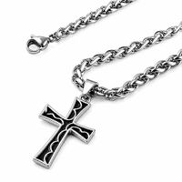 Collar Cruz Acero Inoxidable Con Cadena Cesta #3 Unisex