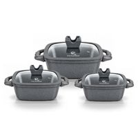 Juego De Ollas De Roca Volcánica Kitchenhoff Para Cocina Diaria - Gris