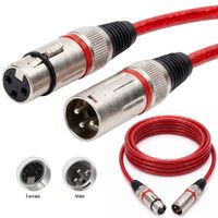 Cable de Audio Profesional Canon XLR Macho a Canon XLR Hembra de Alta Fidelidad 10 Metros Rojo