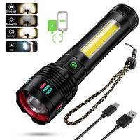 Linterna Táctica de Aluminio con Luz Lateral COB y Power Bank (6000mAh)
