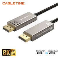 Cable DisplayPort 1.4 CABLETIME 8K 60Hz 4K 240Hz 32.4Gbps HDR Aleación de Zinc 2 Metros CABLETIME
