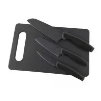 Juego De Cuchillos 3 Piezas + Tabla De Picar