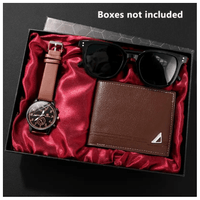 Reloj de Cuarzo Marron + 1 Billetera Cuero PU y Gafas Polarizado Hombre