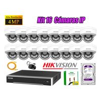 Kit 16 Cámara Seguridad Hikvision IP POE 4MP Domo Audio Antivandálico Disco 2TB