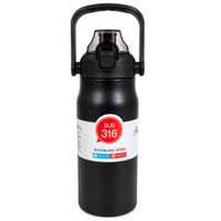 Botella Térmica de Acero Inoxidable D-534 1200ml Negra con Asa y Tapa Hermética