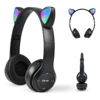 Audífono MZ47 Plegable Auriculares Estéreo Inalámbricos con LED - Negro