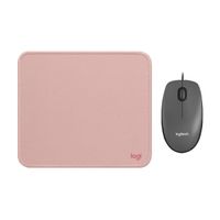 COMBO LOGITECH MOUSE M90 NEGRO Y PAD MOUSE 200X230 ROSADO