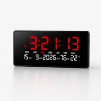 Reloj LED Digital de Pared con Hora, Fecha y Temperatura Rojo