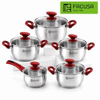 Juego De Ollas Facusa Flamenco 10pzs De Acero Inox