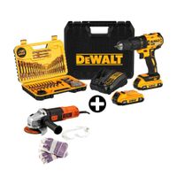 COMBO: Taladro Percutor 1/2"" 20V BRUSHLESS + 100 Accesorios DCD7781S2A Dewalt + Amoladora Black & Decker G720K 4 1/2"" + Disco