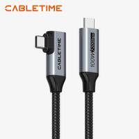 Cable USB-C a USB-C 90° CABLETIME 100W 20Gbps 1 metro Video 4K 60Hz Chip E-Marker Nylon Trenzado CU2