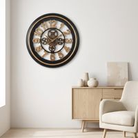 Reloj de Pared Dorado 42 cm con Engranajes Diseño Moderno