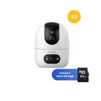 Kit de 3 Cámara seguridad WiFi Interior IMOU Ranger Dual 10MP + Micro SD 64GB