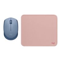 KIT LOGITECH MOUSE M170 AZUL GRIS + PAD MOUSE 200x230 ROSADO