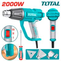 Pistola de Calor Eléctrica TOTAL 2000W 220V Decapador Térmico Industrial con 4 Accesorios y Rascador