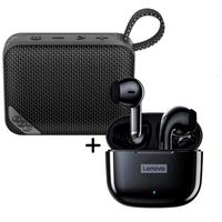 Combo Parlante QCY SP2 Negro 5W + Audífonos Lenovo LP40 Pro Negro