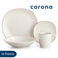Juego de Vajillas 16 Piezas Corona Zurich para Mesa Diaria