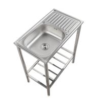 Lavadero de cocina 75cm x 45 cm con Escurridero y Soporte de Acero Inoxidable