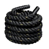 Soga Crossfit Battle Rope 12 mt Gruesa 50 mm Diametro Negro Con Amarillo