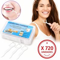 Pack X 720 Palillos Interdentales Con Hilo Dental Uso Diario