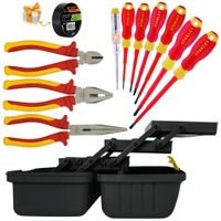 Alicates y desarmadores dieléctricos 1000V KIT caja de electricista