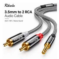 Cable PREMIUM 3.5mm TRS RCA Nylon HiFi 2.4m PC Tv