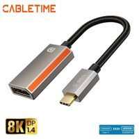 Adaptador USB-C a DisplayPort 1.4 CABLETIME 8K 60Hz 4K 120Hz Chip VMM7100 HDR10 Aleación Zinc CP16A