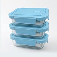 Taper Pequeño 410ml Para Snacks Y Postres de Vidrio Pack 3 Celeste