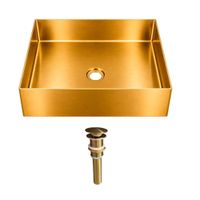 LAVADERO DE ACERO INOXIDABLE NANO DORADO DE 40CM X 40CM LA30407-4040