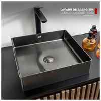 LAVADERO DE ACERO INOXIDABLE NANO NEGRO DE 40CM X 40CM LA30401-4040