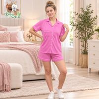 Camison Y Short Pijama Para Mujer Rosado - S-M