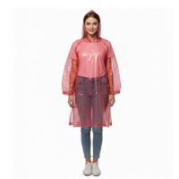 Impermeable Poncho para Lluvia Económico Rojo Translúcido  Talla Única Unisex con Capucha