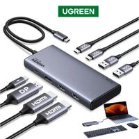 Adaptador Hub USB-C Ugreen Revodok 8 en 1 Triple Pantalla 4K 2x HDMI DisplayPort 10Gbps PD 100W