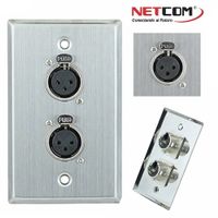 Placa de Pared Doble con 2 Conectores XLR Hembra de 3 Pines NETCOM Faceplate para Audio Profesional