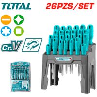 Juego de Destornilladores 26 Piezas TOTAL Acero Cr-V Puntas Magnéticas con Estación Base Organizador