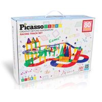 Bloques Magnéticos Pista de Carreras de 80 piezas y 2 autos LED - Juego STEM Educativo  para Niños,